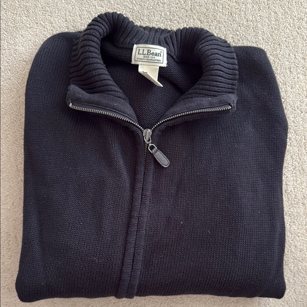 L.L. Bean Knit Navy Zip Up Sweater